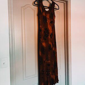 Maggy London Petites Orange Brown & Black Floral Sheath Dress Size 6